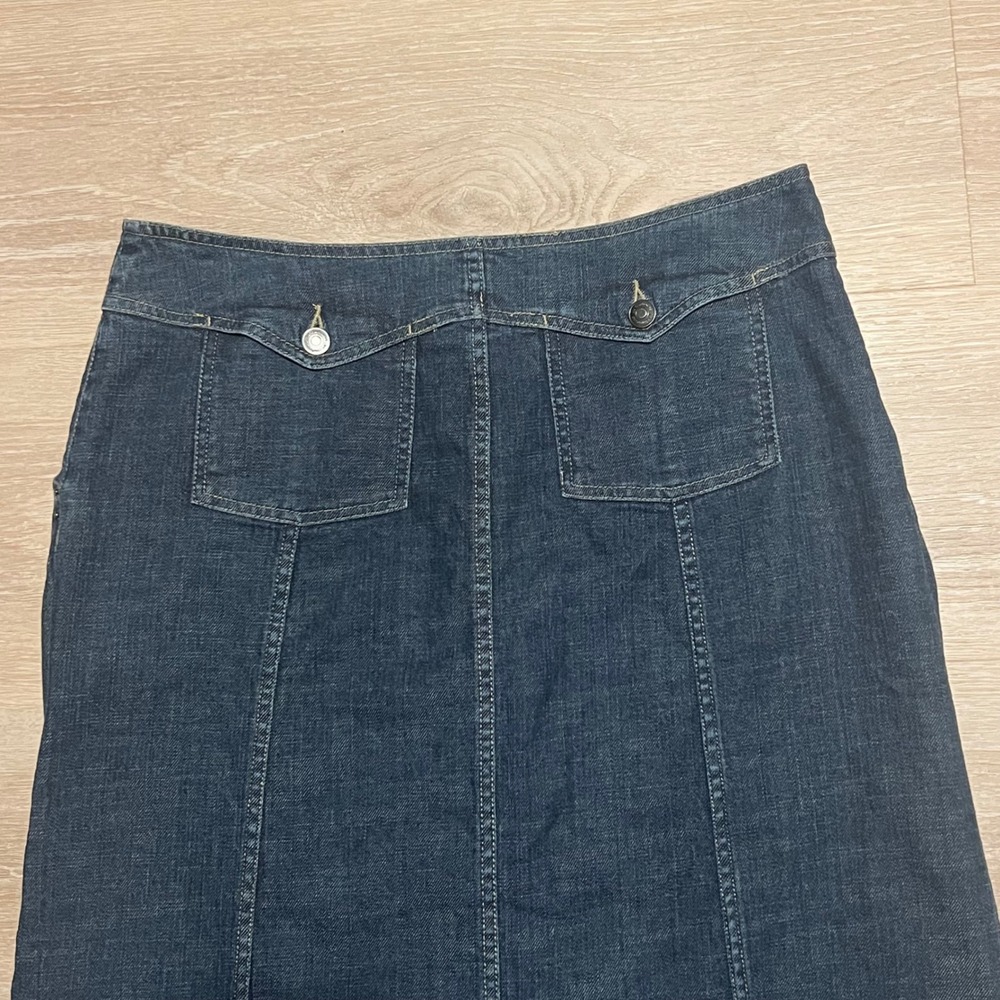 Vintage Liz Claiborne Denim Maxi Skirt Size 12 Prairie Western Cottagecore Boho - Picture 7 of 13